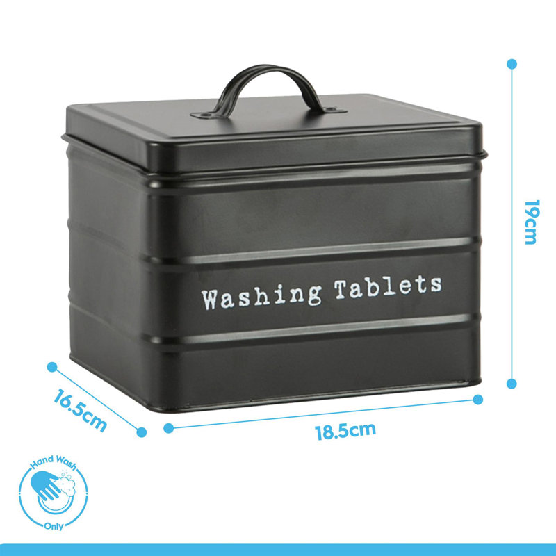 Harbour Housewares - 2 Piece Vintage Metal Utility Canisters Set, Black