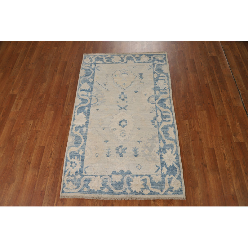 Vegetable Dye Wool Oushak Turkish Rug 3x5