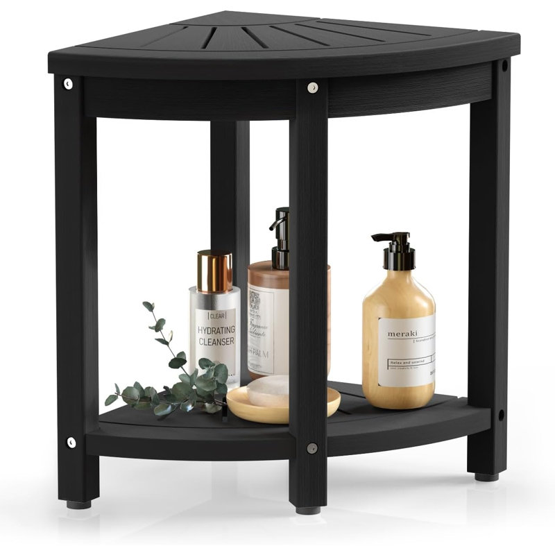 Waterproof Corner Shower Stool for Inside Shower, Anti-Fading Shower Bench for Shaving Legs, White