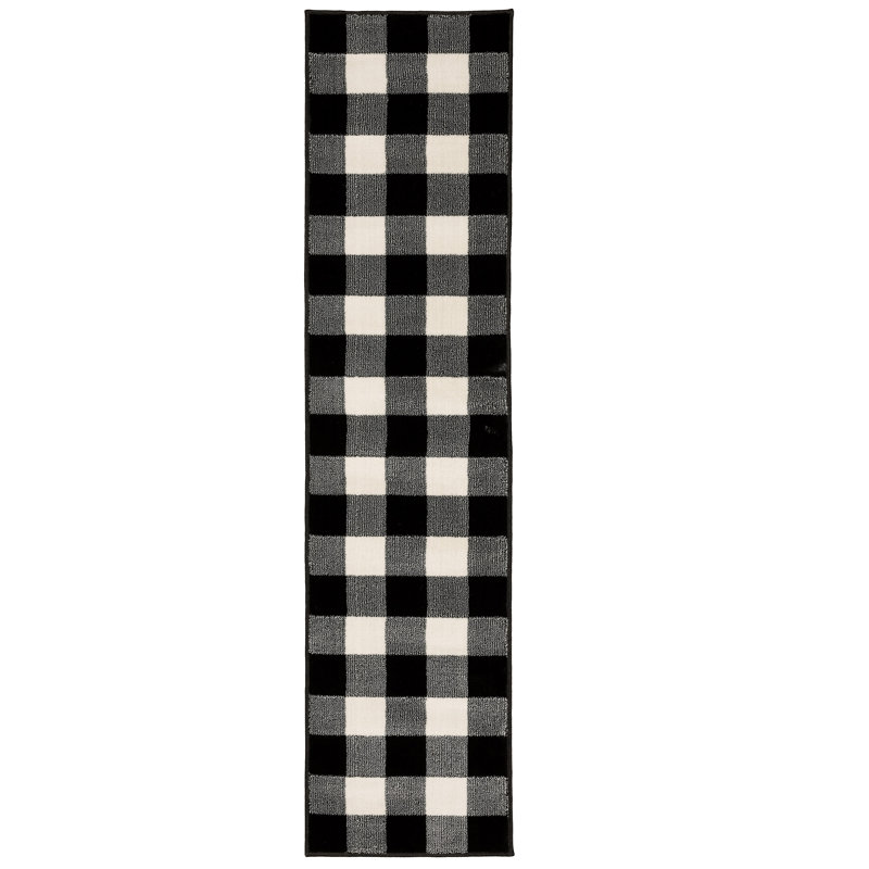 Schoffer Synthetic Gingham Indoor Rug, Runner 1'10" x 7'6"