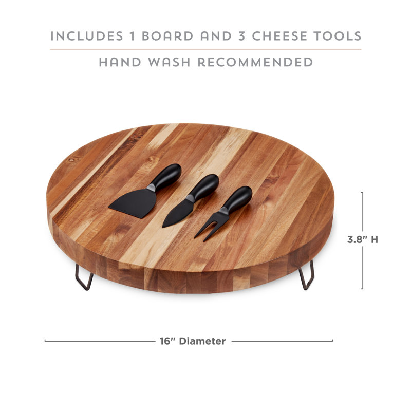 Twine Acacia Wood Footed Cheese Board & Knife Set