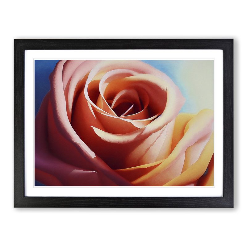 Joyous Rose Flower - Single Picture Frame Print, 46cm H x 64cm W x 2cm D, Black