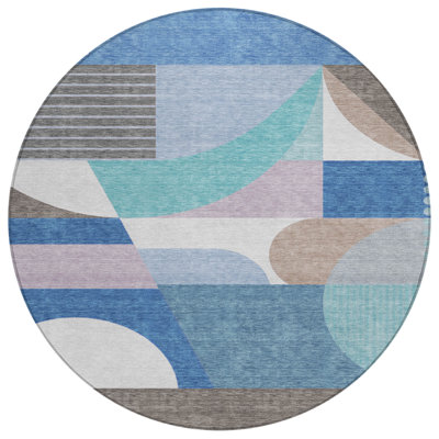Aeleth Blue Washable Indoor-Outdoor Rug - LOOMLAN