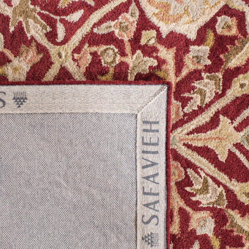 Evie Oriental Handmade Tufted Wool Red/Gold Area Rug, Rectangle 9'6" x 13'6"