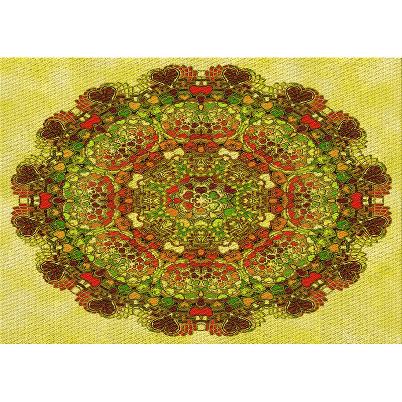 Tapis 100% à motifs lavables à la machine 2989_PAT1874_YW, Rectangle 3 pi x 5 pi