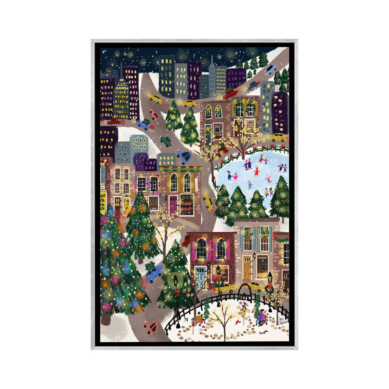Sparkling City - reproduction d'art murale - toile encadrée, Argent argent