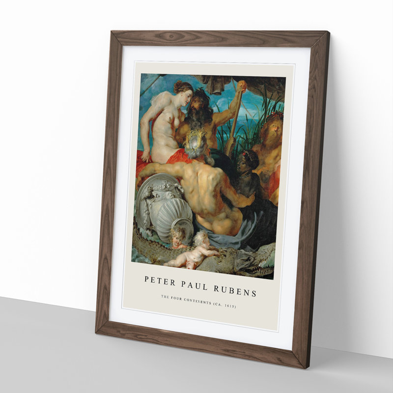 The Four Continents by Peter Paul Rubens - Picture Frame Painting, 48cm H x 36cm W x 2cm D, Walnut Framed