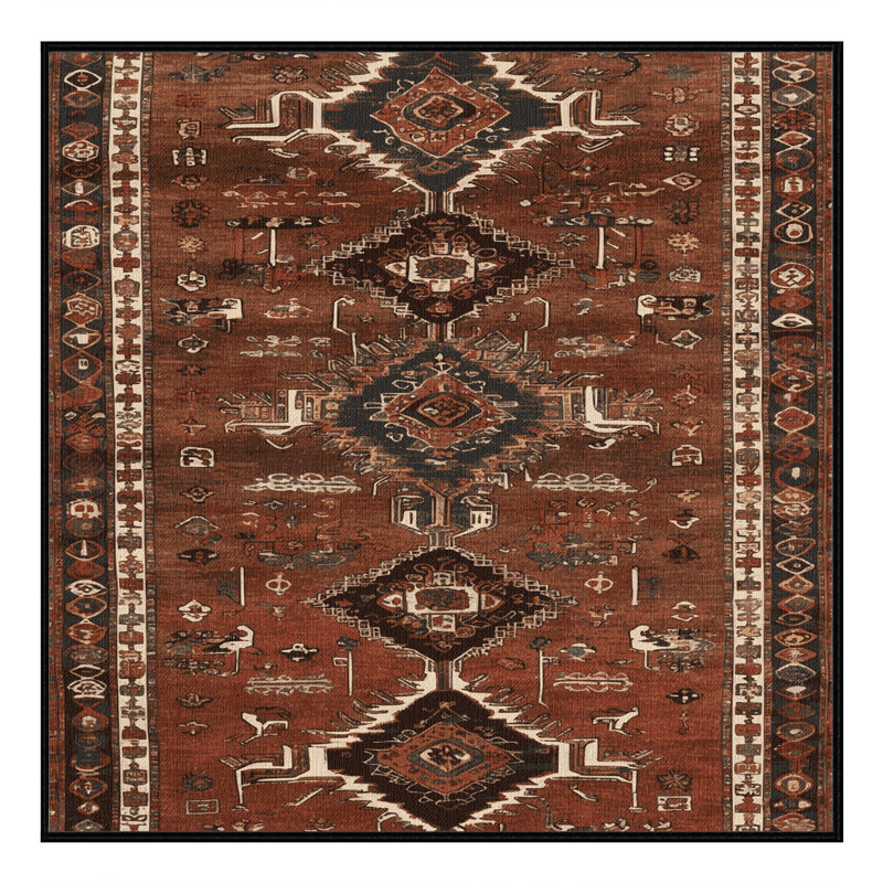 Tapis brun turc lavable à la machine, Carré 7 pi