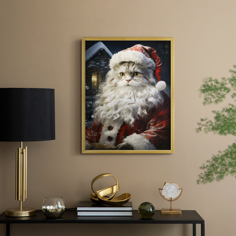 «Santa Paws II», reproduction encadrée - bois massif, H 30 po x l 24 po, Doré