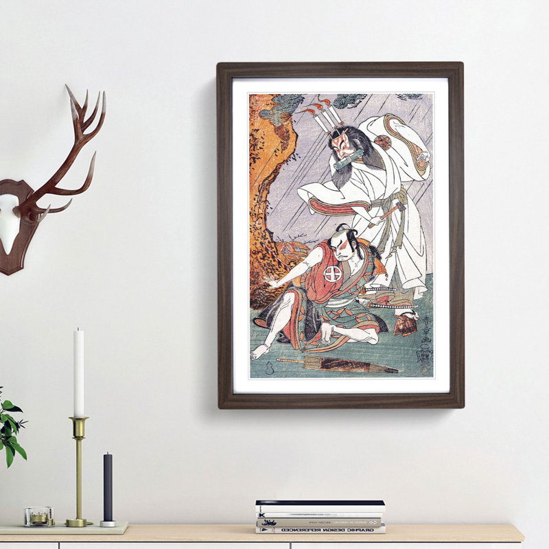Uzaemon & Otani by Katsukawa Shunsho - Picture Frame Painting Print, Walnut Framed, 48cm H x 36cm W x 2cm D