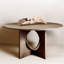 Solid Oak Wood Curved Base Dining Table with Seating for 6