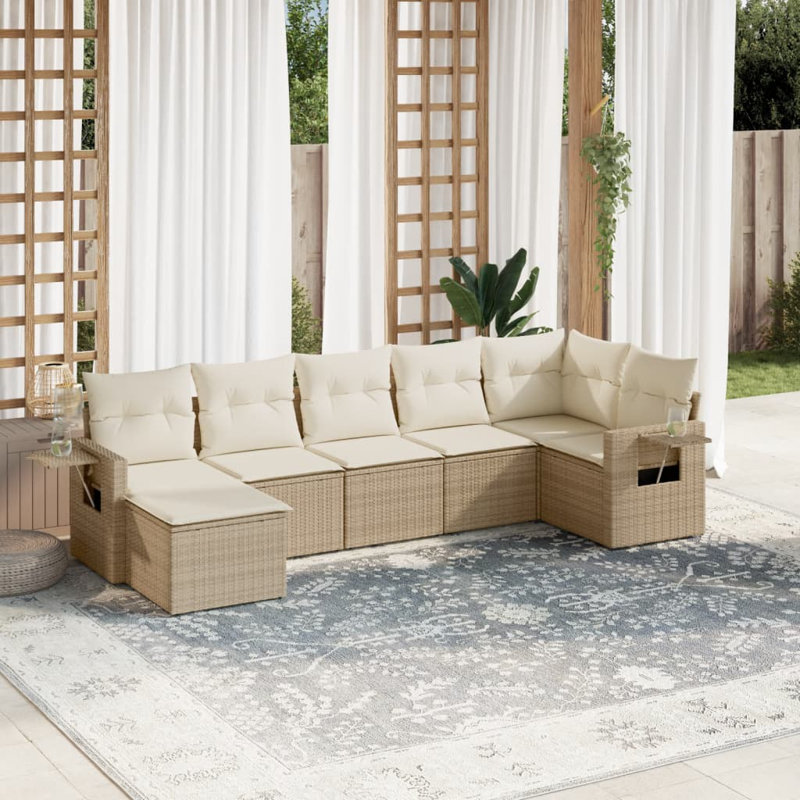Ensemble de canapé de jardin Vidaxl, blanc crème, Beige
