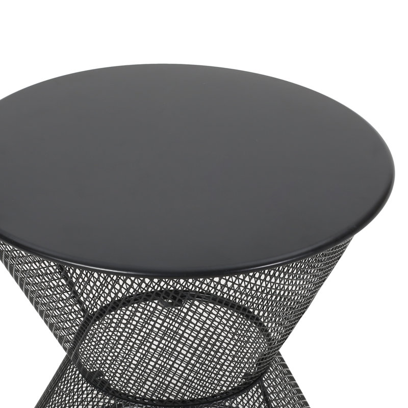 Table d'appoint en fer noir mat, conception en maille Breezy Profondeur du produit, largeur, hauteur de 18,65 po - Cadre en fer indémodable, noir, aspect, P X P H