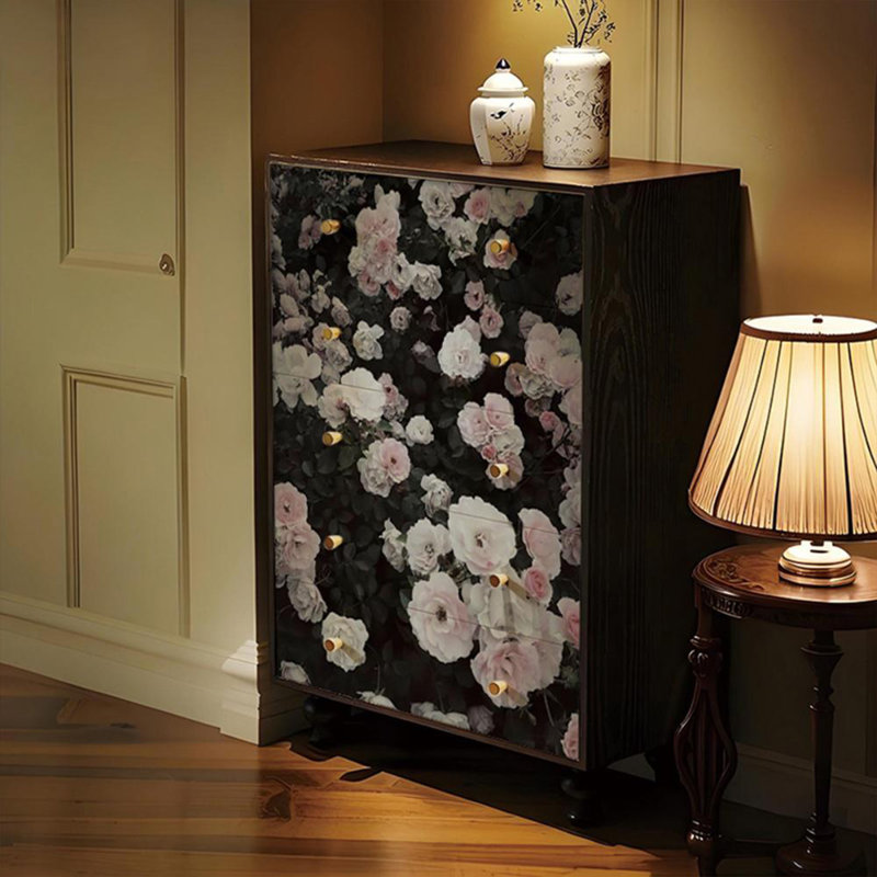 Commode de rangement à motif floral français