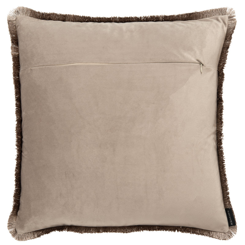 Grey Faux-Fur Fringe Square Throw Pillow