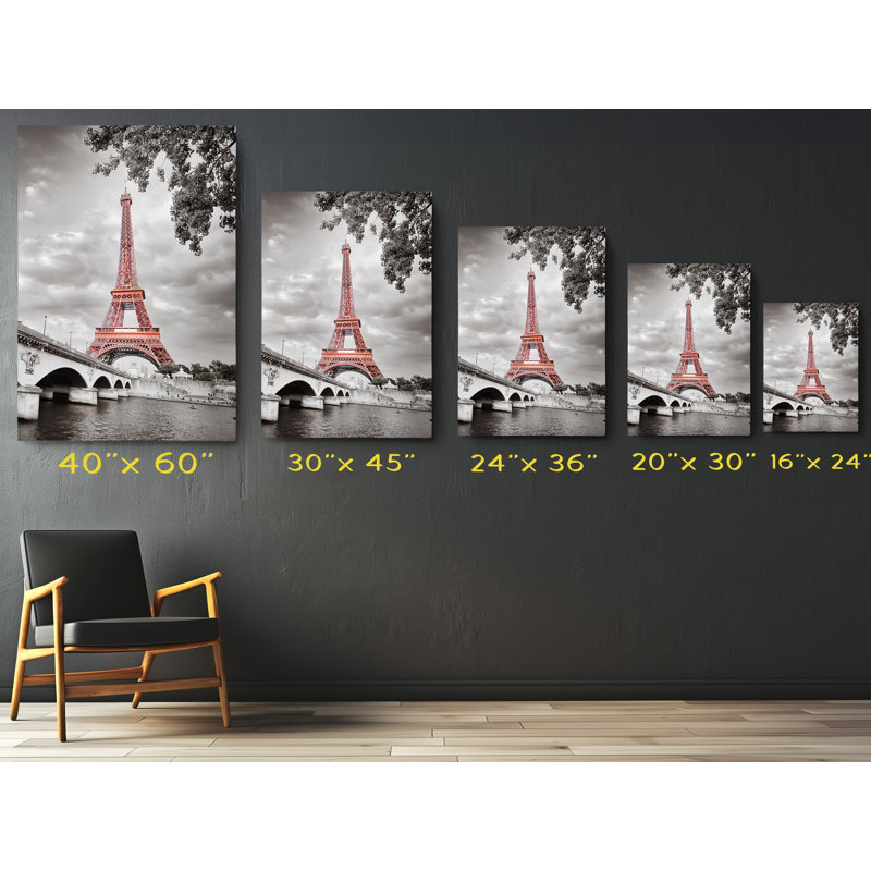 «Eiffel Tower Paris, France», reproduction sur toile, H 36 po x l 24 po