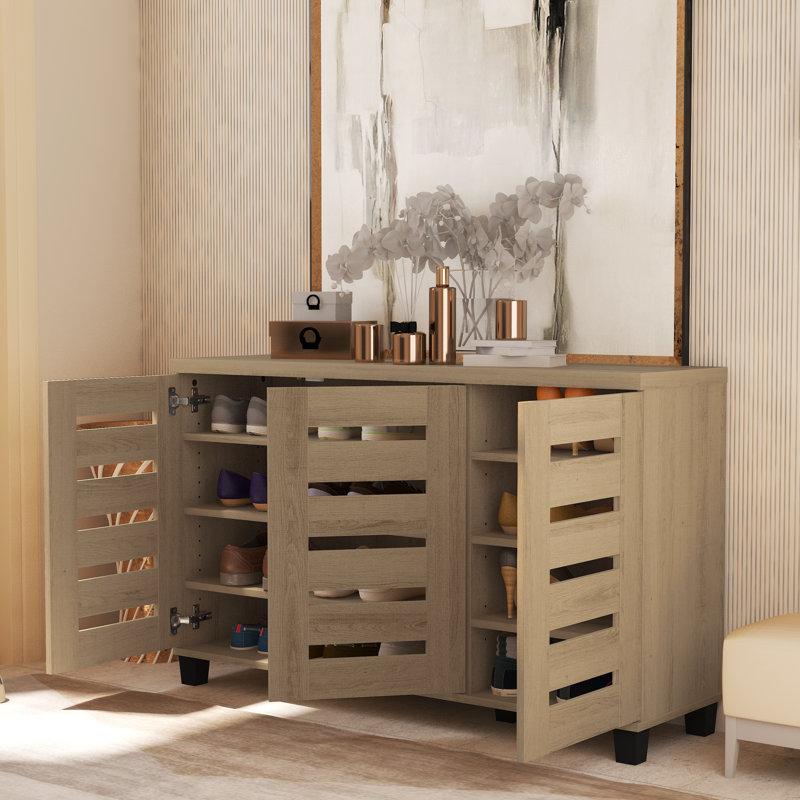 Armoire de rangement pour chaussures 16 paires Millan, Chêne d'Oslo