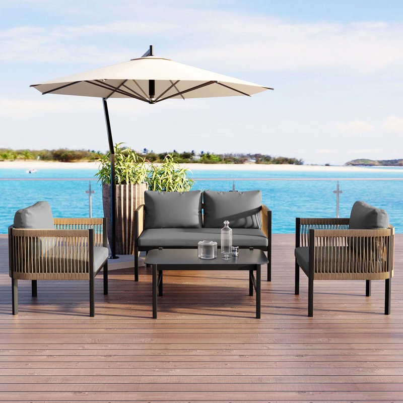 Multi-Person Outdoor Sofa Combination With 1 Table, Grey