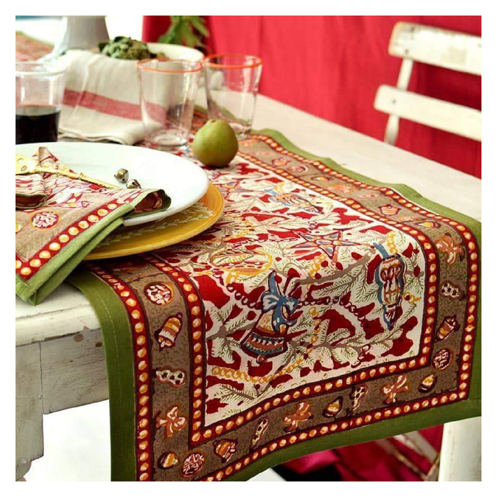 Floral Christmas Table Runnner, 72" x 16"