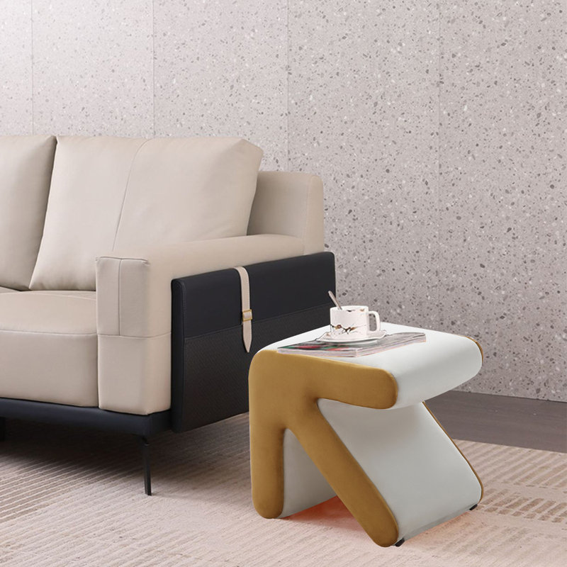 Velvet Ottoman, Gold Velvet