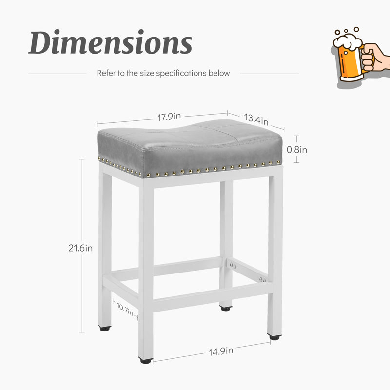 Tabouret de comptoir rembourré avec structure en bois massif (ensemble de 4), Blanc, Gris