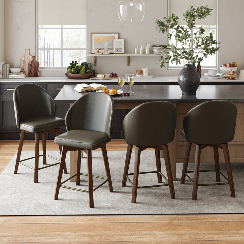 Tabouret pivotant en cuir Marithza, 4, Brown
