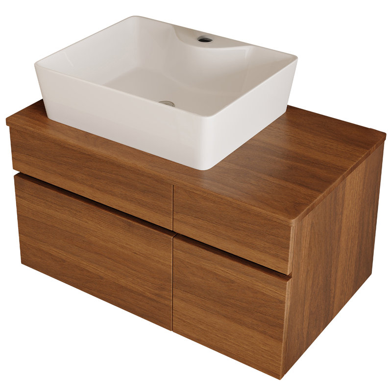 Meuble-lavabo flottant l 31,5 po avec lavabo, Noyer