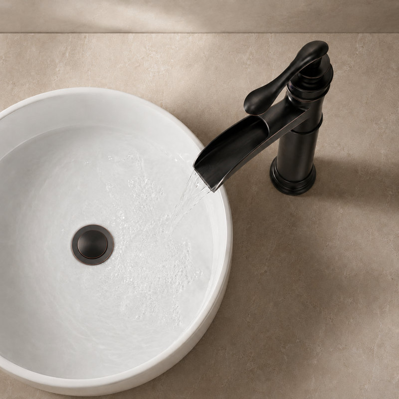 SoftStream Waterfall Vessel Oil-Rubbed Bronze Single Hole, Single Handle Bathroom Sink Faucet, Oil Rubbed Bronze