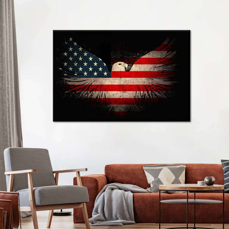 Impression sur toile American Eagle and Flag, H 8 po x l 12 po x P 1 po