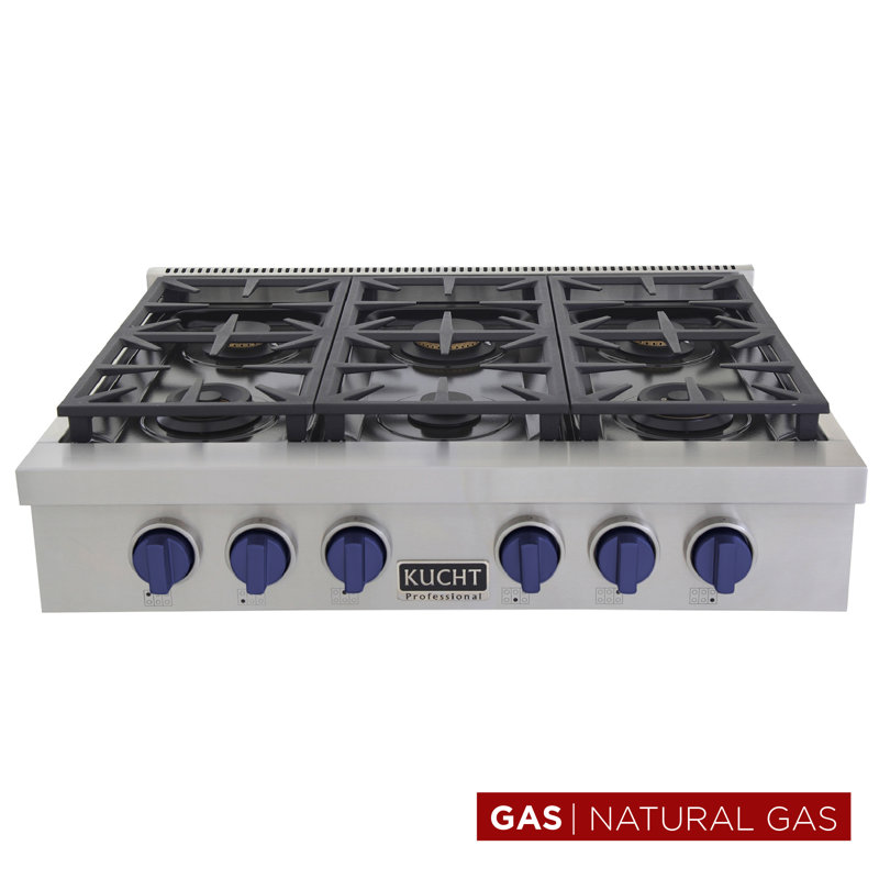 36" 6 Burner Cooktop, Royal Blue, Natural Gas