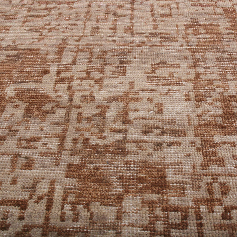 Rug & Kilim's Homage Modern Geometric Beige Brown Wool Custom Rug, Rectangle 5' x 8'