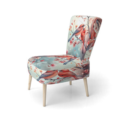 Chaise d'appoint à motif floral d'oiseaux - Chaise d'appoint à oiseaux chinois et fleurs rouges