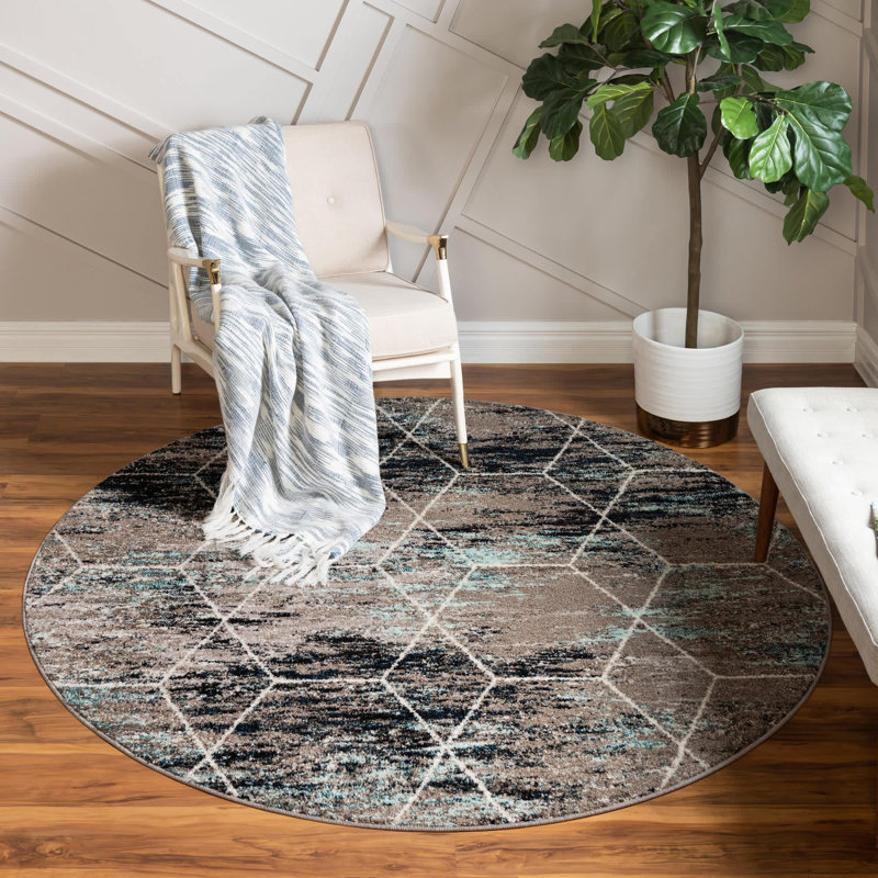 Johnstonville Geometric Indoor Rug, Round 6'1"