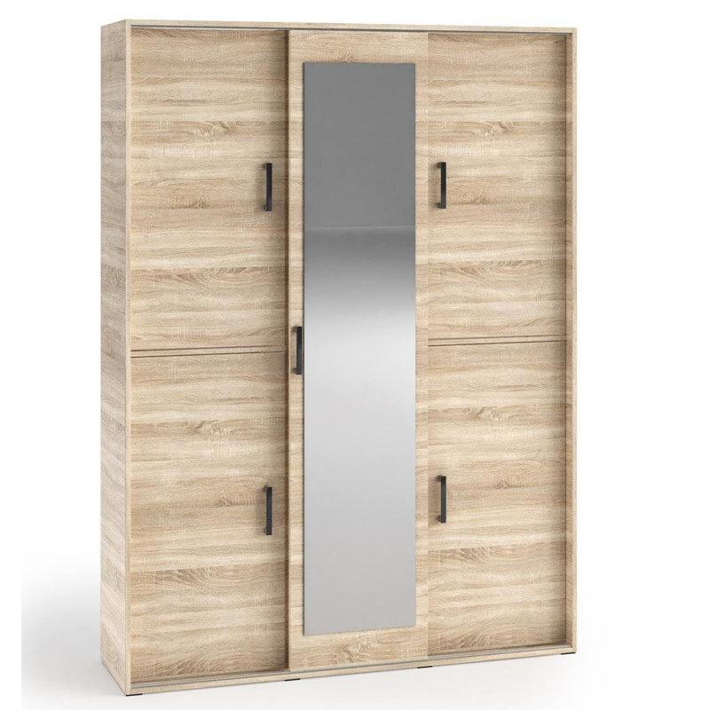 Daneil 3 Door Sliding Wardrobe, Natural