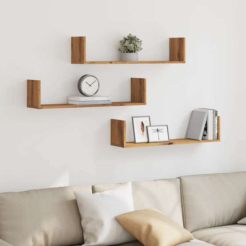 Riziero Floating Shelf, 18cm H x 80cm W x 18cm, Artisan Oak