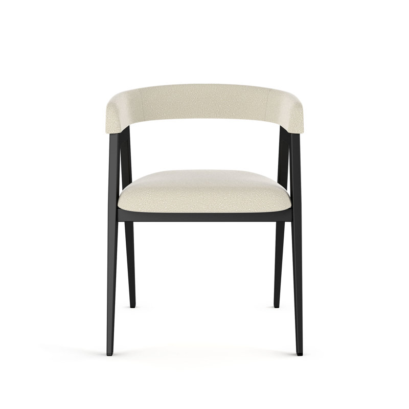 Chaise avec accoudoirs Evelio, Crème, Noir