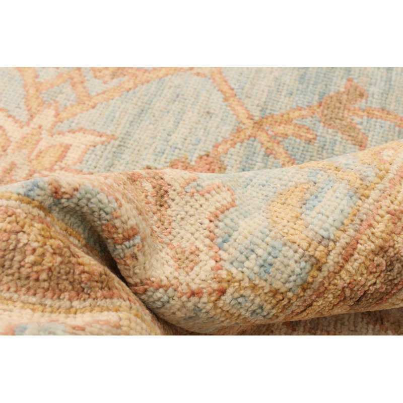 Tapis bleu clair Peshawar Oushak 6 pi 0 po x 9 pi 1 po