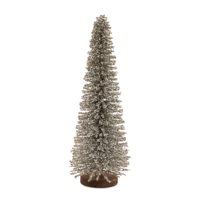 Arbre de Noël scintillant en fer H 17,5 po, Argent, 17.5"
