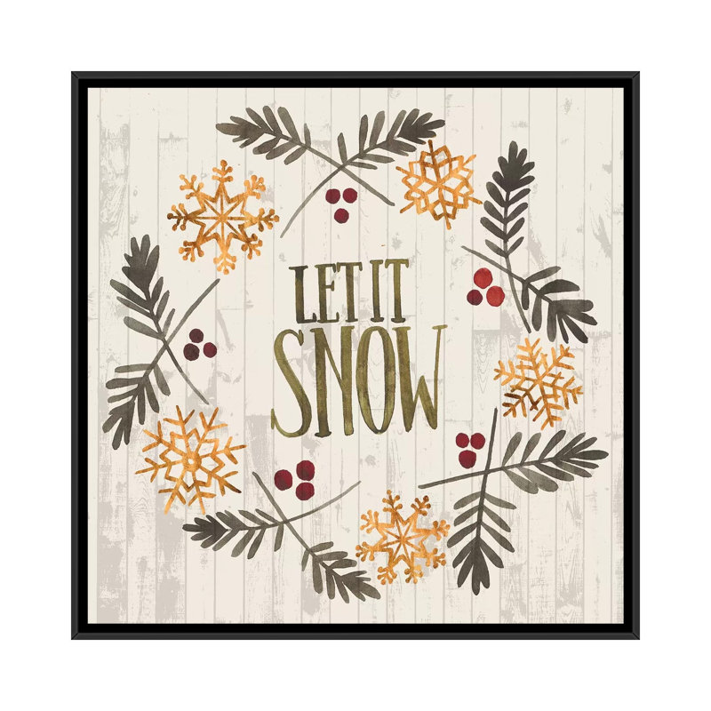 «Rustic Christmas VI», impression sur toile, H 18 po x l 18 po x P 1,5 po, Pas de tapis, Toile avec cadre noir
