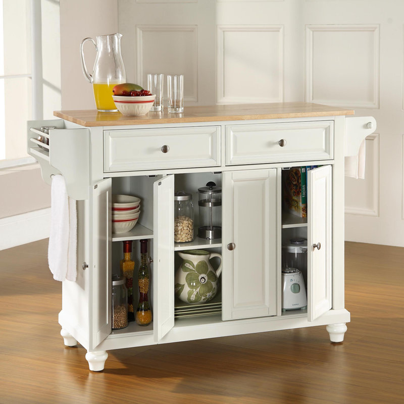 Van Kitchen Cart, White, Natural Wood