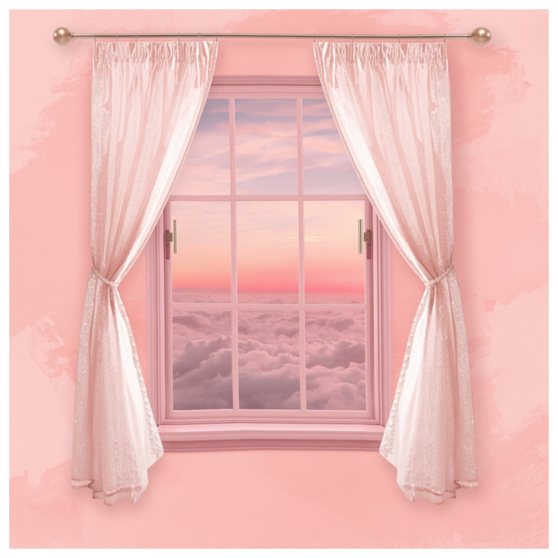 Édredon rose pour fenêtre, Grand lit