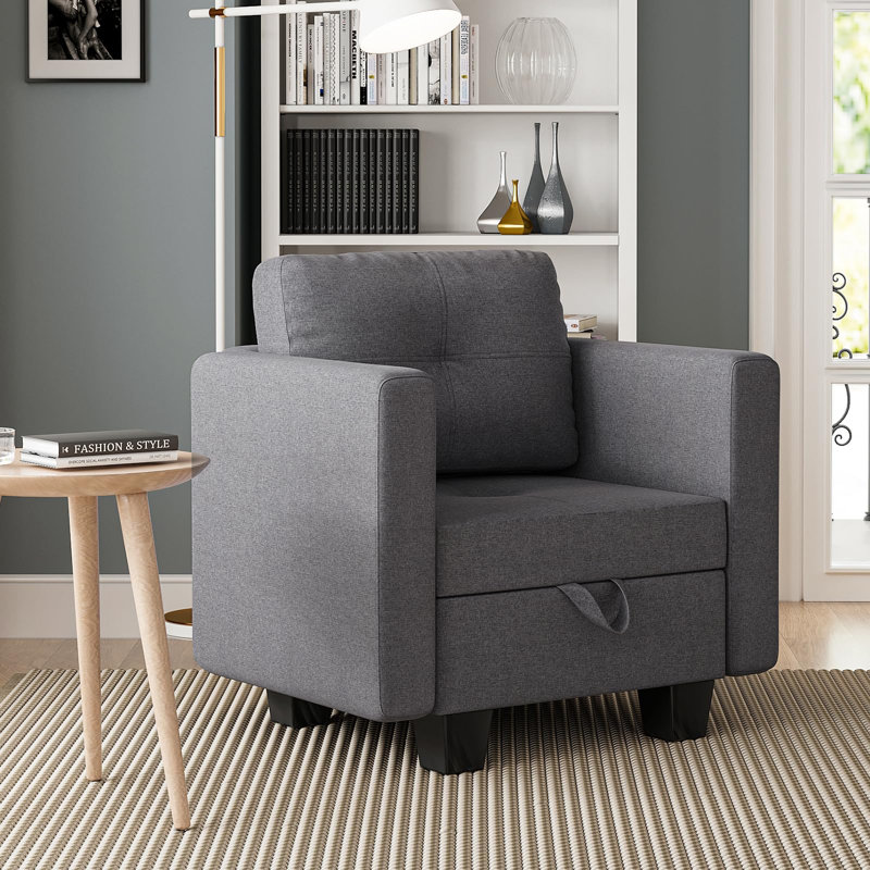 Upholstered Club Chair, Dark Grey