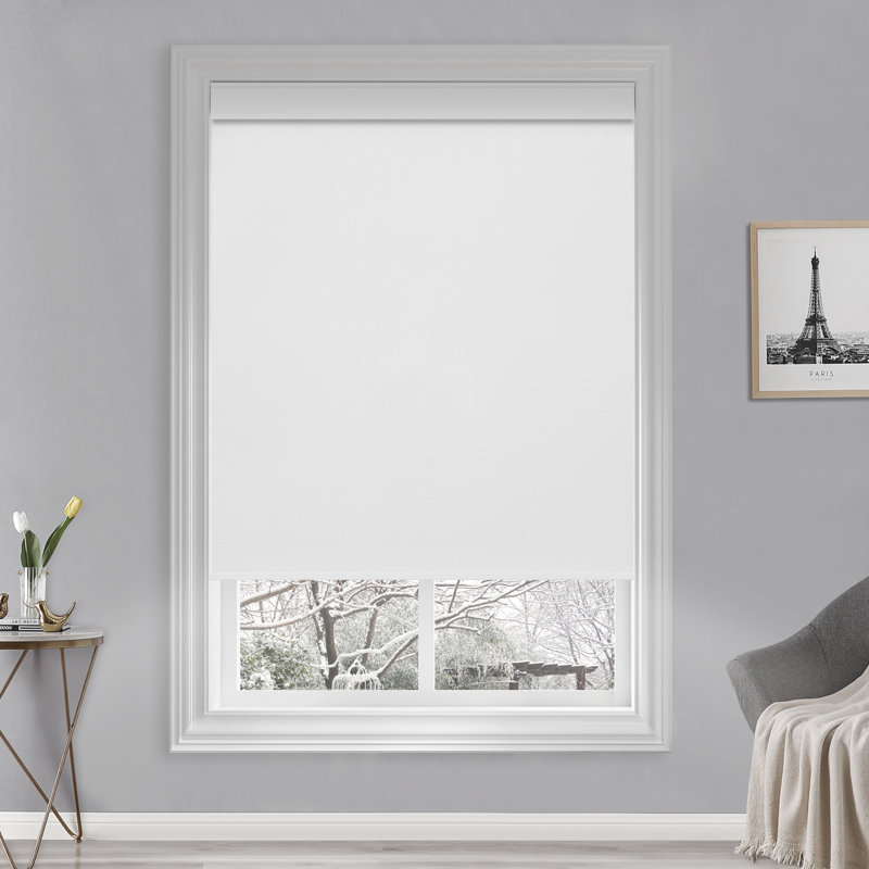 Motorized Blackout Roller Shade, White, 55" W x 72" L