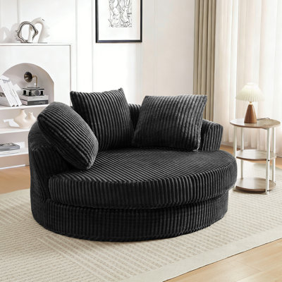 Chaise longue longue surdimensionnée de 60 pouces en velours côtelé rembourré à siège profond pour l'intérieur et la chambre à coucher
