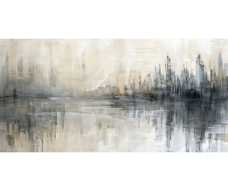 Modern Skyline Abstract Wrapped Canvas Wall Art, 55"W x 27.5"H x 1.5"D