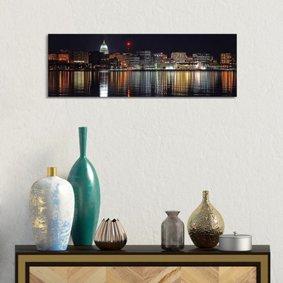 Madison Skyline Cityscape - Wrapped Canvas Panoramic Print