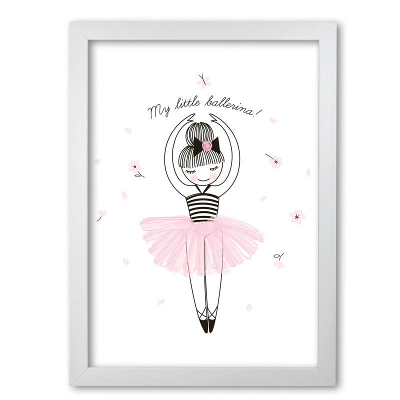 My Little Ballerina - Painting, 60 cm H x 42 cm W x 5 cm D, White Grain Frame