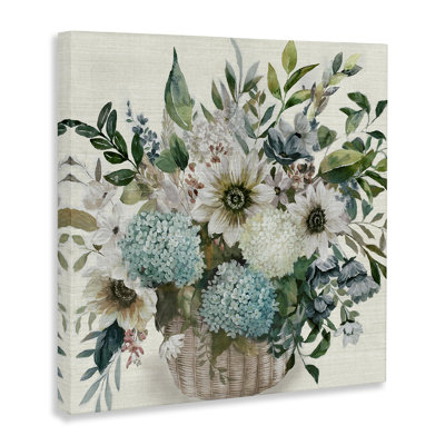 Country Basket of Flowers Canvas Wall Art by Nan