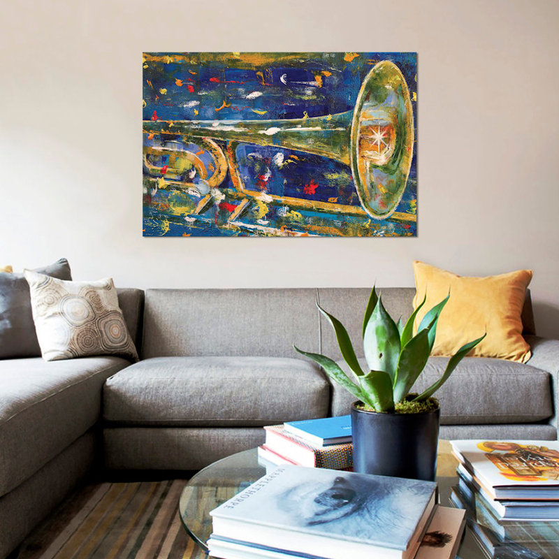 «Trombone», reproduction d'art sur toile, H 8 po x l 12 po x P 0,75 po, Toile tendue, Pas de tapis
