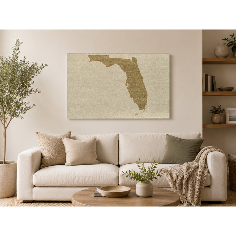 Florida State Silhouette - paysage, art mural sur toile, 14" W x 11" H